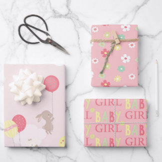 Roze Baby shower Inpakpapier Vel