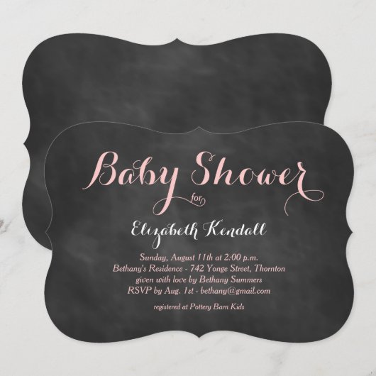 Roze Baby shower Kaart (Voorkant / Achterkant)