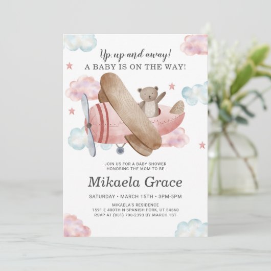 Roze Baby shower Kaart (Staand voorkant)