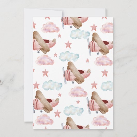 Roze  Baby shower Kaart (Achterkant)