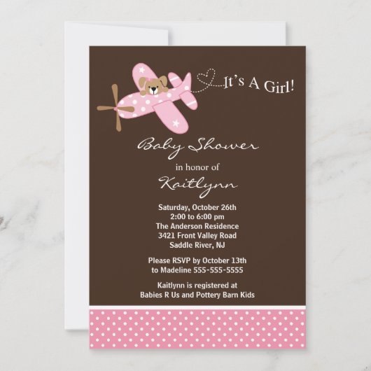 Roze Baby shower Kaart (Voorkant)