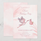 Roze baby shower kaart (Voorkant / Achterkant)