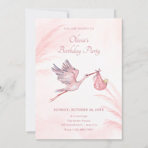 Roze baby shower kaart