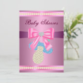 Roze Baby shower Kaart (Staand voorkant)