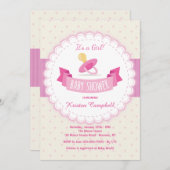 Roze Baby shower Kaart (Voorkant / Achterkant)