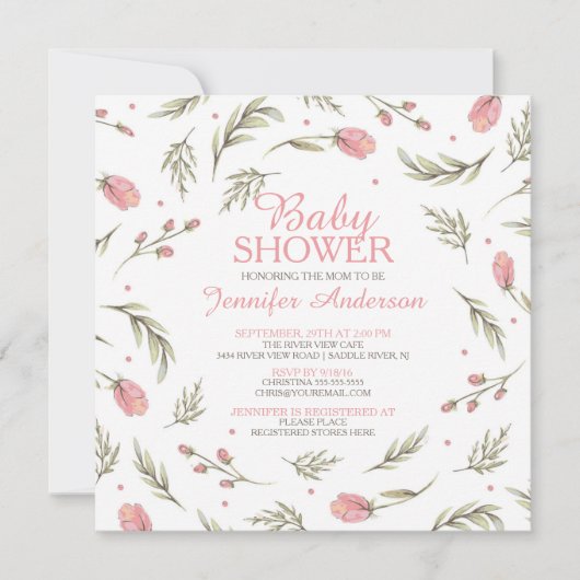  Roze Baby shower Kaart (Voorkant)