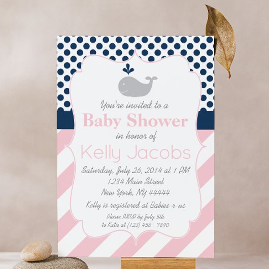 Roze Baby shower Kaart