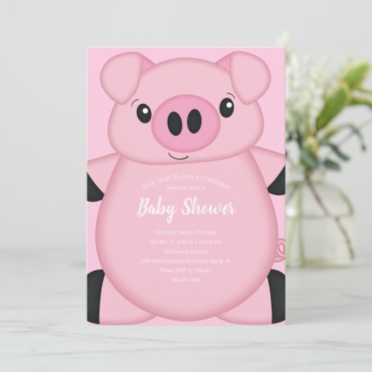 Roze Baby shower Kaart (Staand voorkant)