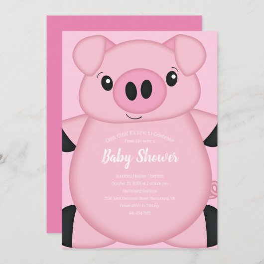 Roze Baby shower Kaart (Voorkant / Achterkant)