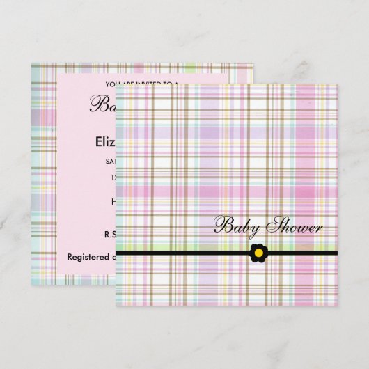 Roze Baby shower Kaart (Voorkant / Achterkant)