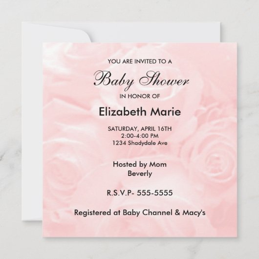 Roze Baby shower Kaart (Achterkant)