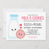 Roze Baby shower Kawaii Melk en koekjes Kaart (Voorkant)