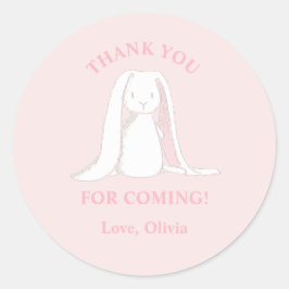Roze baby shower konijntje ronde sticker