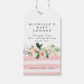 Roze baby shower labels Blush bloemenmeisje Cadeaulabel (Voorkant)