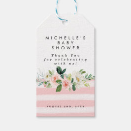 Roze baby shower labels Blush bloemenmeisje Cadeaulabel