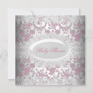  roze Baby shower Lace Damask Kaart