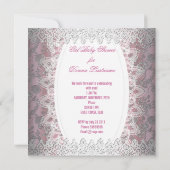  roze Baby shower Lace Damask Kaart (Achterkant)