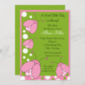 Roze Baby shower Ladybug Kaart (Voorkant / Achterkant)