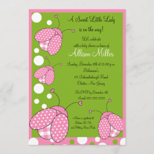 Roze Baby shower Ladybug Kaart
