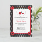 Roze Baby shower Ladybug Kaart (Staand voorkant)