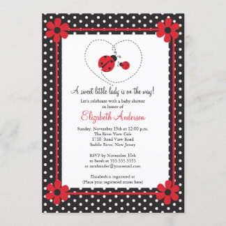 Roze Baby shower Ladybug Kaart