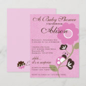 Roze Baby shower Ladybug uitnodigen Kaart (Voorkant / Achterkant)