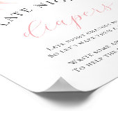 Roze Baby shower Late Night Luiers Tafelteken Poster (Hoek)