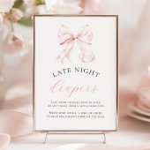Roze Baby shower Late Night Luiers Tafelteken Poster