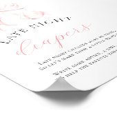 Roze Baby shower Late Night Luiers Tafelteken Poster (Hoek)