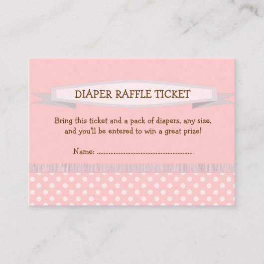 Roze Baby shower Luier Raffle Ticket Insert Informatiekaartje (Voorkant)
