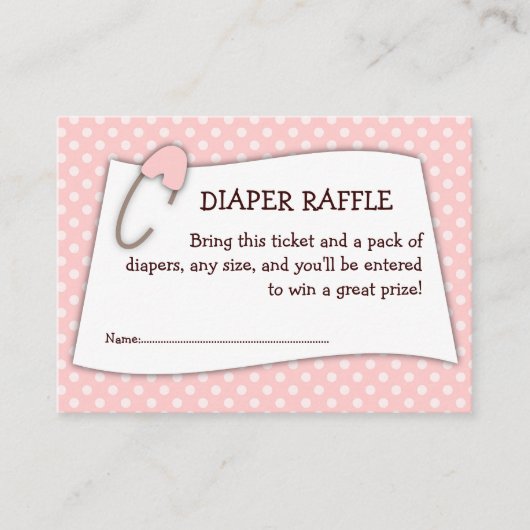 Roze Baby shower Luier Raffle Ticket Insert Informatiekaartje (Voorkant)