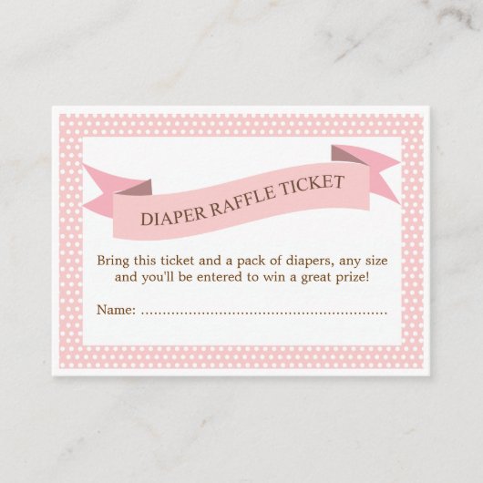 Roze Baby shower Luier Raffle Ticket Insert Informatiekaartje (Voorkant)