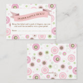 Roze Baby shower Luier Raffle Ticket Insert Informatiekaartje (Voorkant / Achterkant)