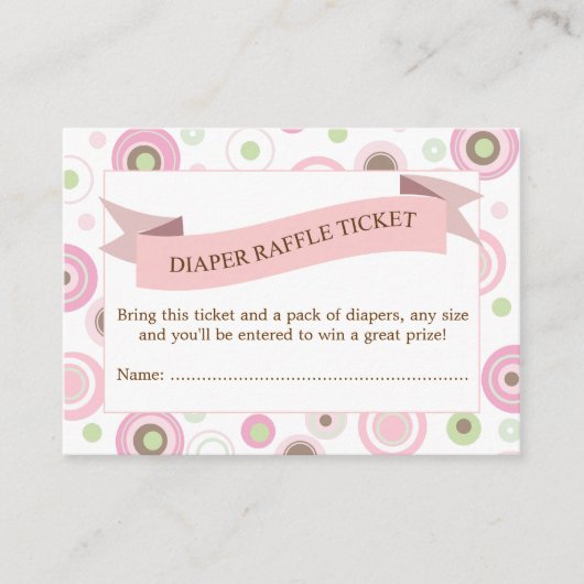 Roze Baby shower Luier Raffle Ticket Insert Informatiekaartje (Voorkant)