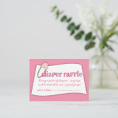 Roze Baby shower Luier Raffle Ticket Insert Informatiekaartje (Staand voorkant)