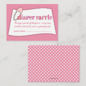 Roze Baby shower Luier Raffle Ticket Insert Informatiekaartje (Voorkant / Achterkant)