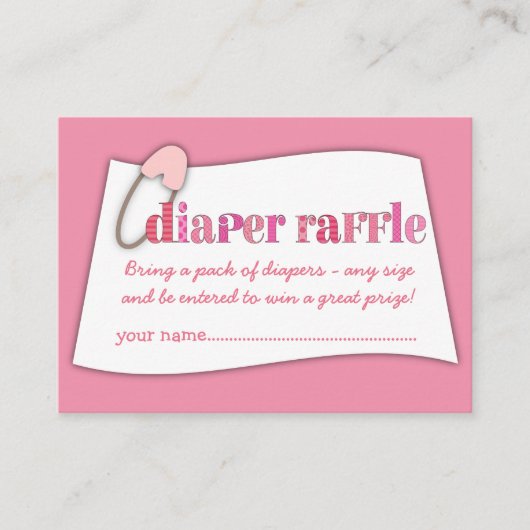 Roze Baby shower Luier Raffle Ticket Insert Informatiekaartje (Voorkant)