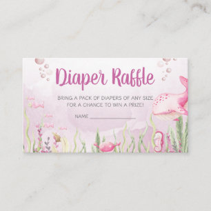 Roze Baby Shower Luierspel Onder de Zee Informatiekaartje