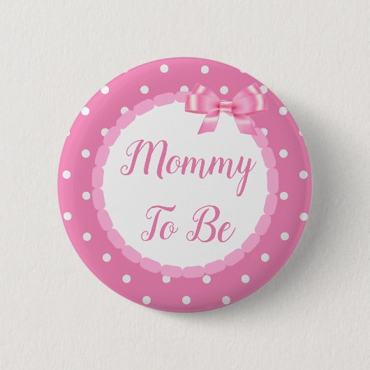 Roze Baby shower mammie Ronde Button 5,7 Cm (Voorkant)