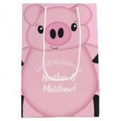 Roze Baby shower Medium Cadeauzakje (Achterkant)