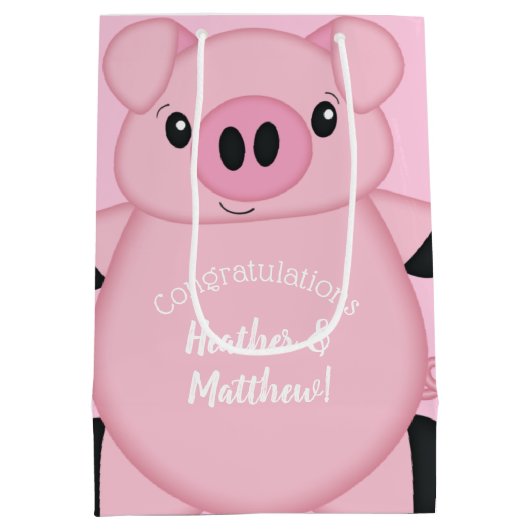 Roze Baby shower Medium Cadeauzakje (Achterkant)