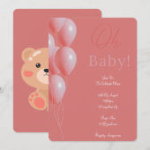 roze baby shower meisje kaart (Voorkant / Achterkant)