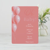 roze baby shower meisje kaart (Staand voorkant)