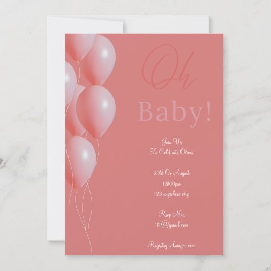 roze baby shower meisje uitnodigingskaart save the date (Voorkant)
