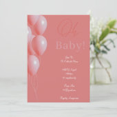 roze baby shower meisje uitnodigingskaart save the date (Staand voorkant)
