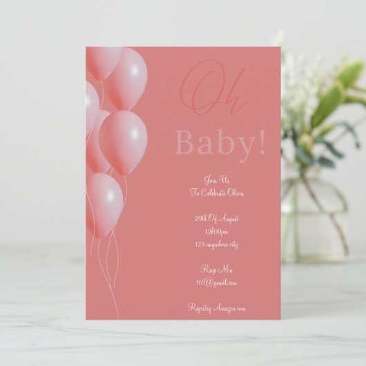 roze baby shower meisje uitnodigingskaart save the date (Staand voorkant)