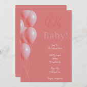 roze baby shower meisje uitnodigingskaart save the date (Voorkant / Achterkant)