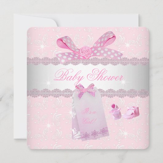 roze Baby shower meisjes Kaart (Voorkant)