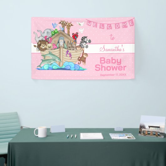Roze baby shower met de ark van Noach Spandoek (Beurs)