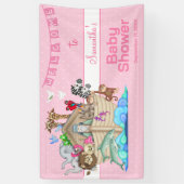 Roze baby shower met de ark van Noach Spandoek (Verticaal)